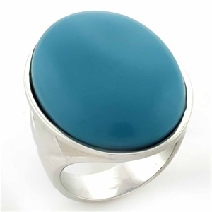 Slickblue Women's Sterling Silver Ring - Rhodium Plated, Synthetic Turquoise Resin Stone, Western Style, Size 5-9 - 1 of 3
