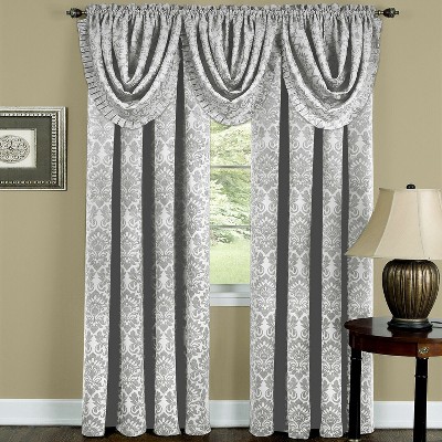 Kate Aurora 5 Pc. Damask Thermal Blackout Rod Pocket Window Curtains & Valances Set