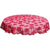 Juvale 72 Inch Round Tablecloth, Red Lace Christmas Tablecloth with Poinsettia Design for Holiday Decorations, Dining Room - 3 of 4