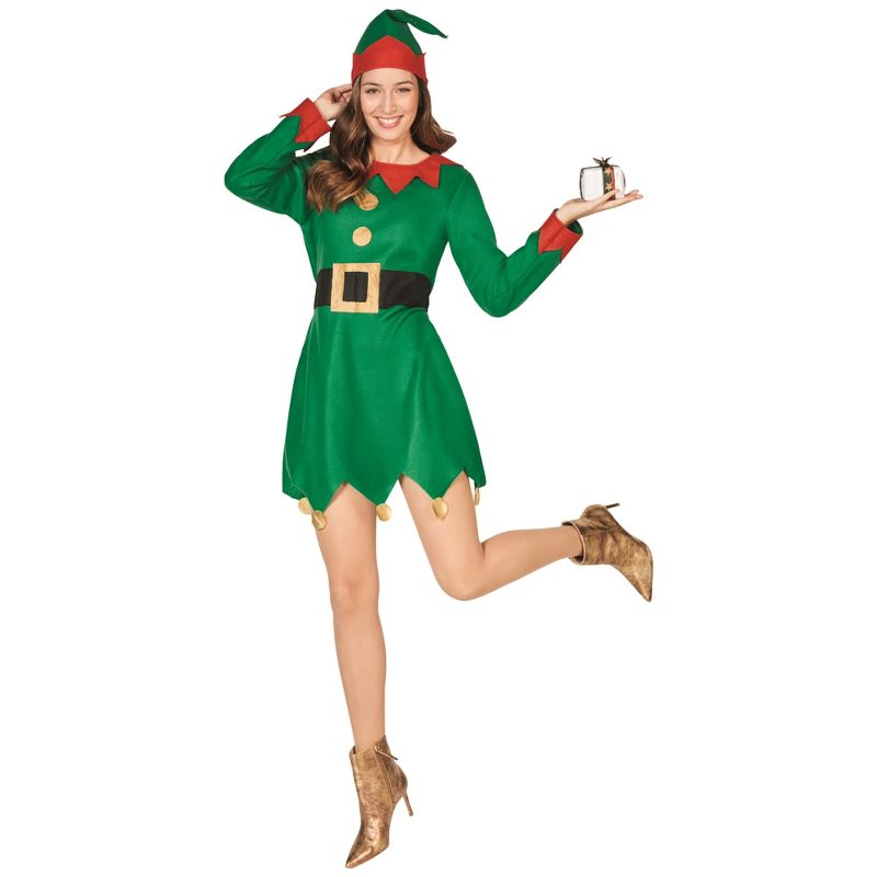 Northlight Women's Red and Green 2-Piece Elf Costume- Size XL, 1 of 3
