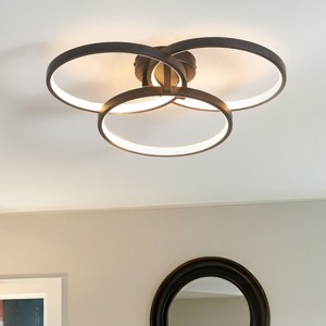 BAOURE 20" Modern Black LED Ceiling Light, 3-Ring Flush Mount Fixture for Living Room, Bedroom, Dining Room, Energy-Efficient - 1 of 4