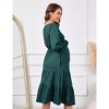 Women's Maternity Dress V Neck Long Sleeve Button Front Tiered Hem Casual Midi Dress - 3 of 4