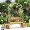 Tangkula Garden Arch with Planters Wooden Pergola Archway with 2-Person Bench - 2 of 4