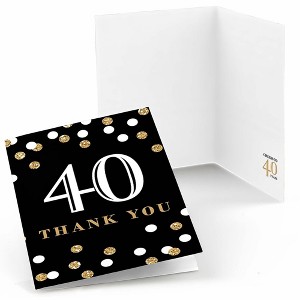 Big Dot of Happiness Adult 40th Birthday - Gold - Birthday Party Thank You Cards (8 count) - 1 of 4