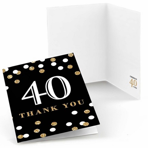 Big Dot of Happiness Adult 40th Birthday - Gold - Birthday Party Thank You Cards (8 count) - image 1 of 4