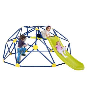 Costway 8FT Climbing Dome w/ Slide Outdoor Kids Jungle Gym Dome Climber