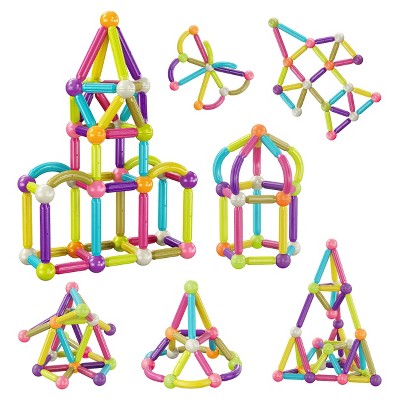 PICASSO-TILES 50 PC Magnetic Stick, Magnetic Building Construction Set, STEM Toys for Kids 3+