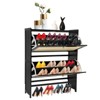 YIYIBYUS Free Standing Shoe Racks Natural Rattan Shoe Cabinet, Black - 2 of 4
