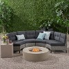 Christopher Knight Home Navagio Outdoor Wicker 4 Seater Half Round Sofa Set with Fire Pit - 2 of 4