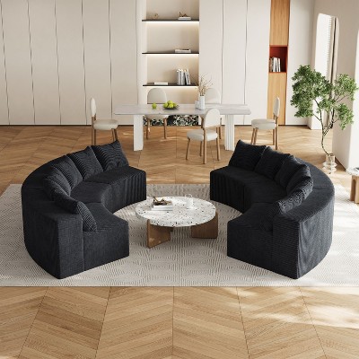 CAVINAS Curved Modular Sectional Sofa with 6 Seats,Symmetrical Semi Circular for Living Room,Modern Cloud Couch Sectional,2 Pillows per module,Yellow