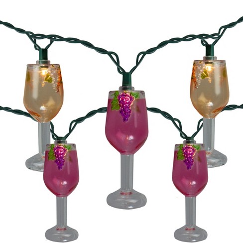 Kurt S Adler 10 Lighted Red And White Wine Glass Set Of Novelty