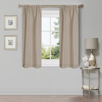 Classic Linen Design Room Darkening Semi-Blackout Curtains, Set of 2 by Blue Nile Mills