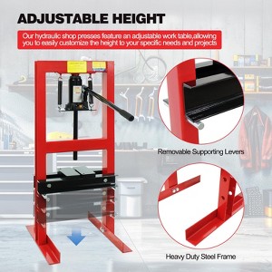 6T Hydraulic Press, 6 Ton H-Frame Garage Floor Hydraulic Benchtop Press Adjustable Hydraulic Shop Press with Plates,Red - 1 of 4
