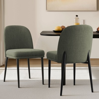 Upholstered Dining Chairs with Linen Blend Fabric and Metal Legs, Modern Armless Side Chairs for Dining Room-Maison Boucle