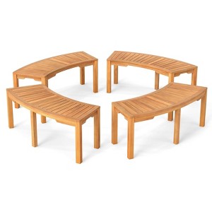 Costway 1/2/4 PCS Outdoor Curved Bench with Slatted Seat Wrap Around Tree Bench 2-Person Seating - 1 of 4