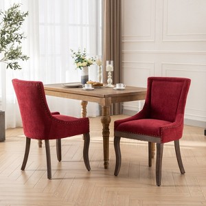 Sapphtopaz Dining Chairs Set of 2 Ultra Side Thick Upholstered Chair with Wood Legs and Nailhead Trim Chairs for Dining Room, Living Room - 1 of 4