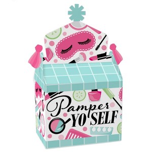 Big Dot of Happiness Spa Day - Treat Box Party Favors - Girls Makeup Party Goodie Gable Boxes - Set of 12 - 1 of 4