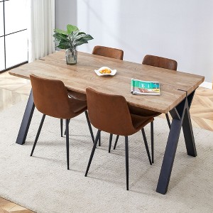NicBex Dining Table Set Wood-Textured MDF Dining Table with Brown Suede Chairs for Kitchen - 1 of 4