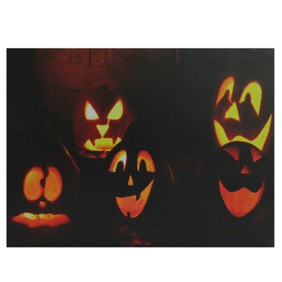 Northlight LED Lighted Silly and Spooky Jack-O-Lanterns Halloween Canvas Wall Art 15.75" x 12"