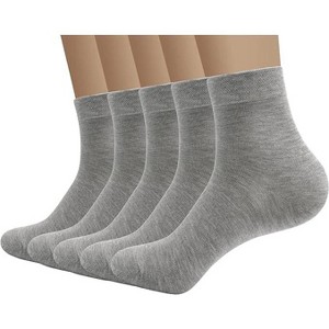 SERISIMPLE Men Viscose Bamboo Quarter Thin Ankle High Breathable Comfort Cool Soft Quarter Ankle Socks Grey Large 5 Pairs - 1 of 4