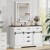 6 Drawer Dresser with Mirror & Sliding Barn Doors, Farmhouse Modern Vanity Dresser | Chest of Drawers for Bedroom & Living Room - 4 of 4