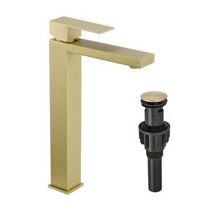 PAGED Tall Bathroom Faucets, Single Hole Bathroom Sink Faucet, Single Handle Vanity Basin Faucet with Pop Up Drain - 1 of 4