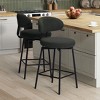 WestinTrends Alexandria Modern Upholstered Faux Shearling Fabric Counter Height Bar Stools with Back (Set of 2), Charcoal Gray - 2 of 4