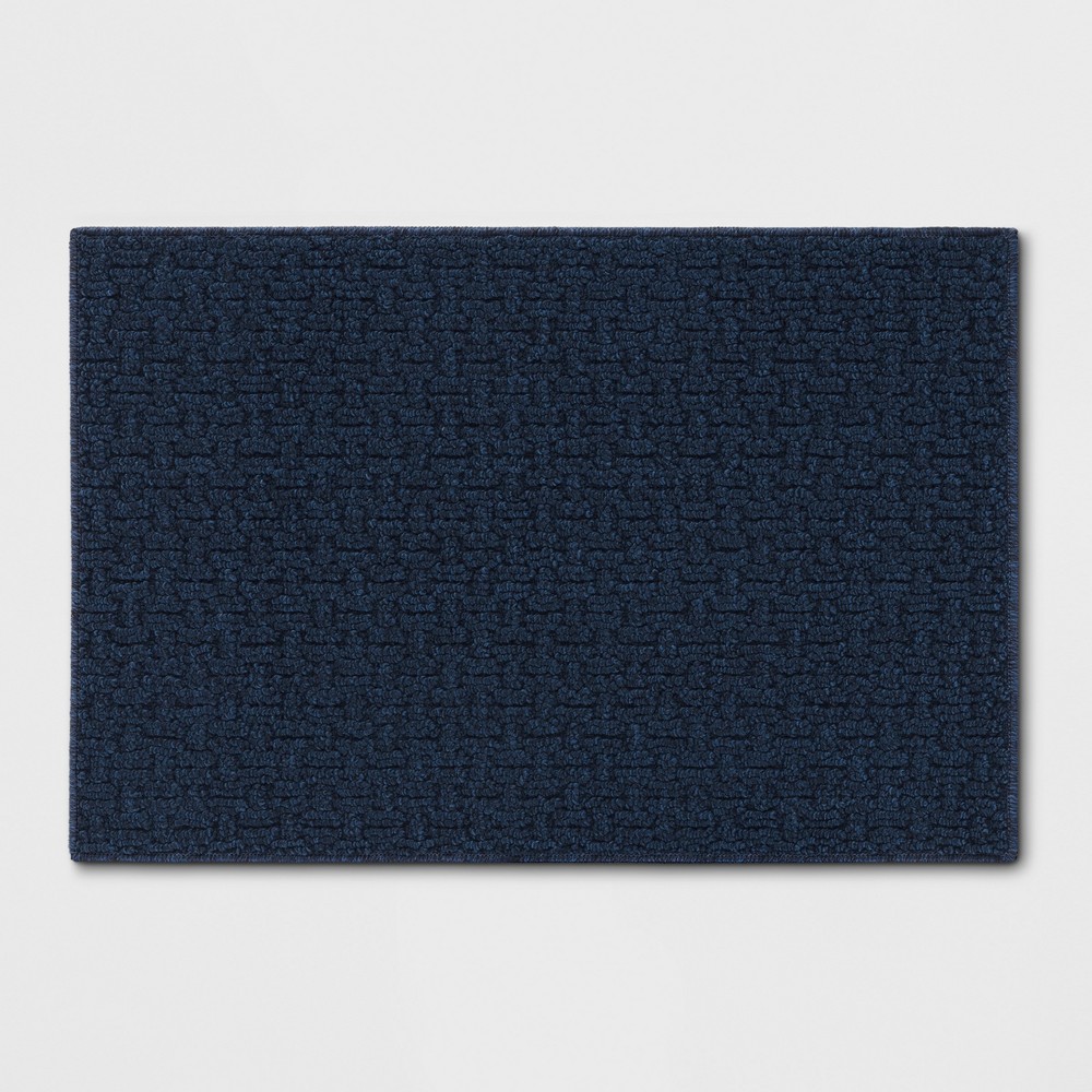 Photos - Area Rug 1'8"X2'6" Washable Solid Machine Tufted Accent Rug Blue - Threshold™