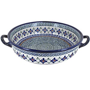 Blue Rose Polish Pottery 1455 Zaklady Round Casserole with Handles - 1 of 1