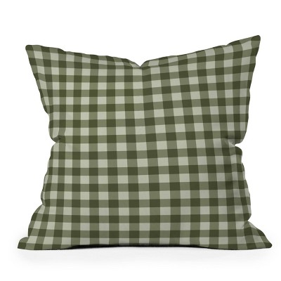 26 x 26 Colour Poems Gingham Pattern Moss Outdoor Throw Pillow Green - Deny Designs