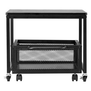 VEVOR Mini Fridge Stand with Storage, 198 lbs Mini Fridge Table with Movable Storage Cart & Swivel Wheels, Beverage Refrigerator Stand, Black - 1 of 4