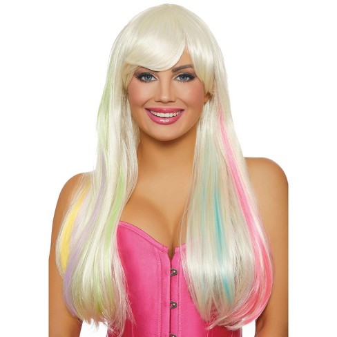 Dreamgirl Long Straight Hidden Rainbow Wig Platinum Standard