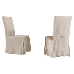 Ivory Relaxed Fit Smooth Suede Furniture Dining Chair Slipcover - Serta, Ivory Long