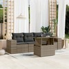 vidaXL 5 Piece Patio Sofa Set with Cushions Gray Poly Rattan - without storage - 2 of 4