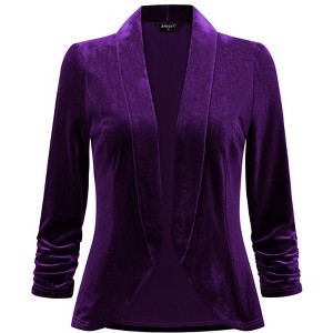 INSPIRE CHIC Women's Velvet Lapel Collar Open Front Cardigan - 1 of 4