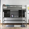 Whisen Twin size Loft Bed,  Bed Frame with Storage Shelves, Full-length Guardrail, Desk and Ladder - 2 of 4