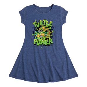 Girls' - Teenage Mutant Ninja Turtles - Turtle Power New Fit & Flair Cap Sleeve Dress - 1 of 3