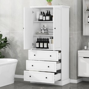 NicBex 70.9" Freestanding Bathroom Storage Cabinet,Bathroom Floor Cabinet with Drawers,Linen Tower with Adjustable Shelves for Bath/Laundry Room,White - 1 of 4