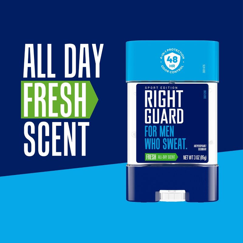 Right Guard Sport Antiperspirant &#38; Deodorant Gel 4-in-1 Protection Spray Deodorant For Men Blocks Sweat 48-Hour Odor Control Fresh - 3.0oz - 3pk, 6 of 9
