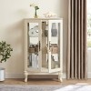 2 Doors Curio Cabinet, Display Cabinet With Mirrored Back Panel And Adjustable Shelves, Lighted Display Cabinet-Cuddlewood - 2 of 4