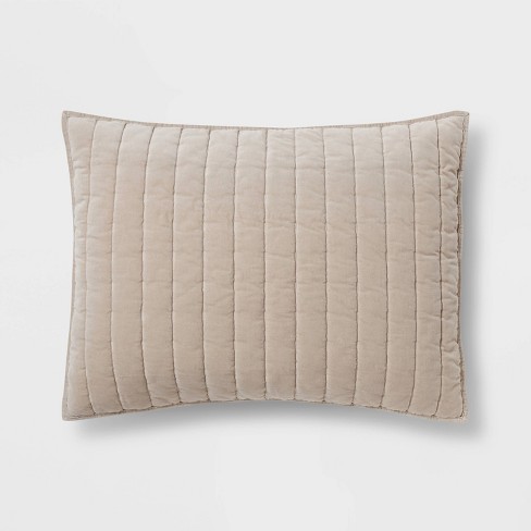 King Channel Stitch Velvet Quilt Sham Natural - Threshold™: Oeko-tex ...