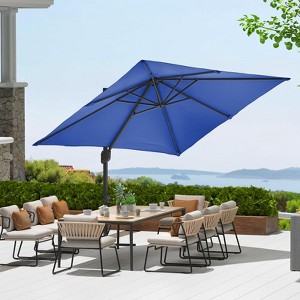 10ftx10ft Cantilever Patio Umbrella with Base,umbrella outdoor patio, 360 Rotation - 1 of 4