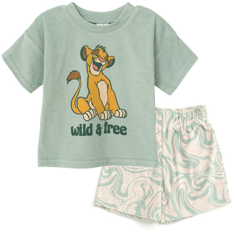 Disney Mickey Mouse Lion King Simba T-Shirt and Shorts Outfit Set Toddler to Big Kid, 1 of 8