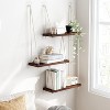 Attop Hanging Shelves for Wall, 3 Tier Boho Wall Decor Hanging Plant Shelf Floating Shelves Rope Rustic Wood Organizer Storage Hanger Rack - 4 of 4