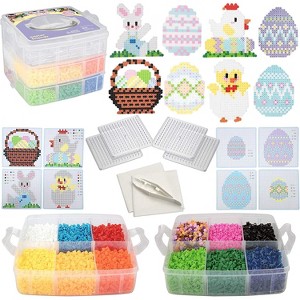 Easter Fuse Bead Kit, 8,000 Pieces (12 colors)- Makes 8 Easter Bunny & Egg Designs -Create DIY Easter Gifts & Decorations -Works w Perler Beads, Art - 1 of 4