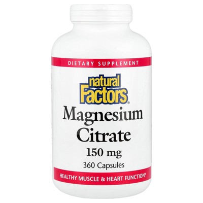 Natural Factors Magnesium Citrate, 150 mg, 360 Capsules