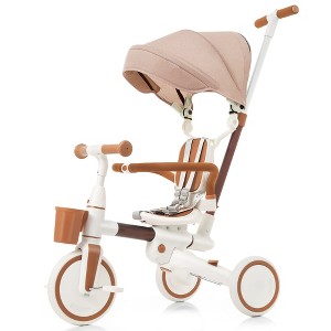 BABYYER 7 in 1 Baby Tricycle, Folding Kids Trike with Adjustable Pedals and Removable Canopy, Portable Toddler Bike for 18-72 Months - 1 of 4