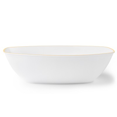 Posh Setting White and Gold Rim Oval Salad Bowl - 72 oz. - 4 Pack