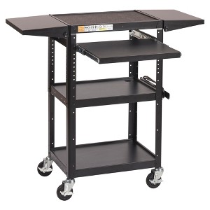 ECR4Kids AV Presentation Cart Stand with Drop Leaves, Rolling Storage, Black - 1 of 4