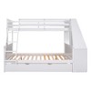 CAVINAS Twin over Full Bunk Bed with Desk Pine Bed Frame with Trundle, Storage Drawers and Ladder, White - 3 of 4